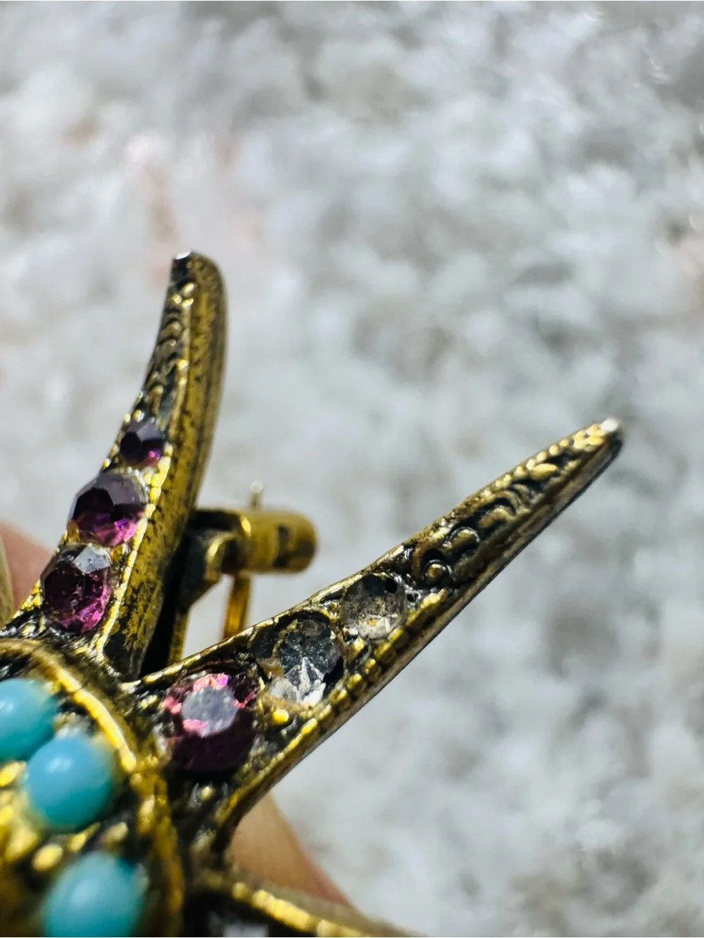 Amethyst & Turqiouse Vintage Starburst Brooch Pin
